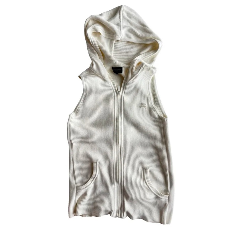 Burberry vintage white Hooded Ribbed Zip Vest